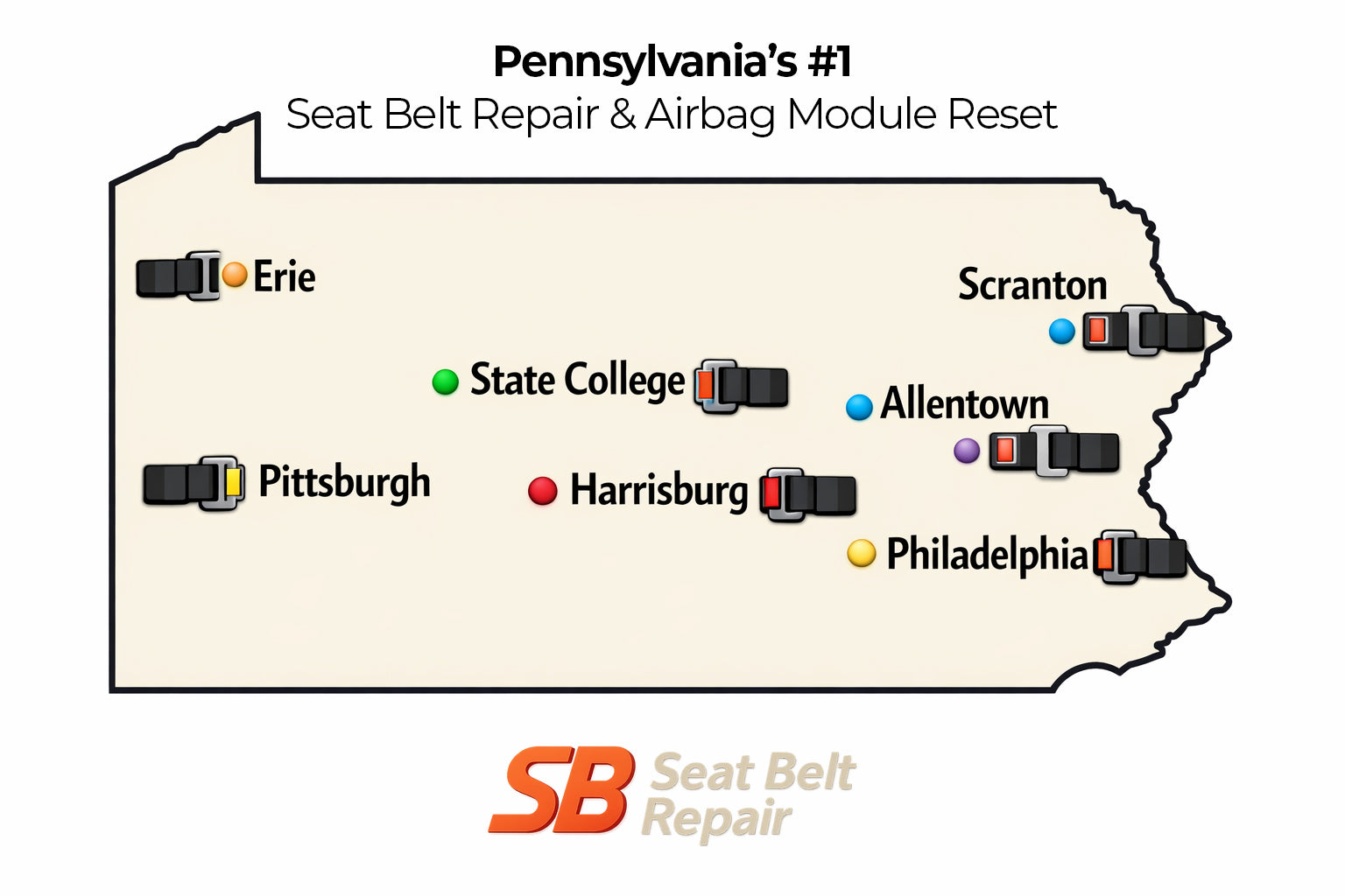 Pennsylvania’s #1 Seat Belt Repair & SRS Airbag Module Reset Service (Since 2013)